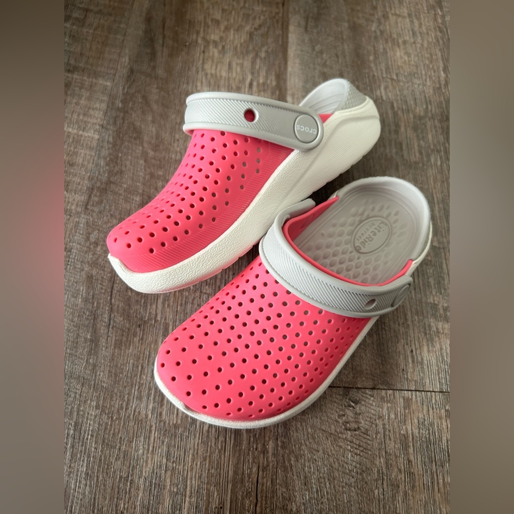 Crocs LiteRide Pink and Gray Clogs size 12c